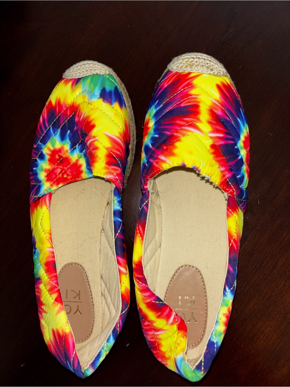 Yoki Tie-Dye Espadrille Flats in Rainbow